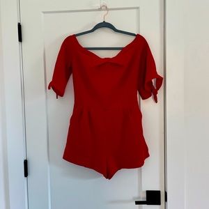 She + Sky: Red strapless romper